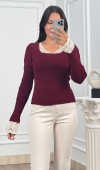 Rosella Dantel Detaylı Fitilli Triko Bluz 20309 STD