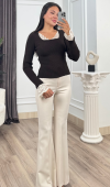 Rosella Dantel Detaylı Fitilli Triko Bluz 20309 STD Rosella Dantel Detaylı Fitilli Triko Bluz 20309 STD
