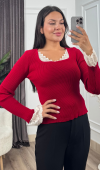 Rosella Dantel Detaylı Fitilli Triko Bluz 20309 STD Rosella Dantel Detaylı Fitilli Triko Bluz 20309 STD
