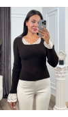 Rosella Dantel Detaylı Fitilli Triko Bluz 20309 STD