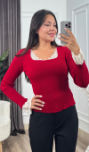 Rosella Dantel Detaylı Fitilli Triko Bluz 20309 STD Rosella Dantel Detaylı Fitilli Triko Bluz 20309 STD