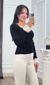 Rosella Dantel Detaylı Fitilli Triko Bluz 20309 STD