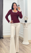 Rosella Dantel Detaylı Fitilli Triko Bluz 20309 STD
