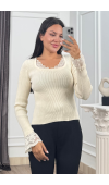Rosella Dantel Detaylı Fitilli Triko Bluz 20309 STD