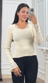 Rosella Dantel Detaylı Fitilli Triko Bluz 20309 STD