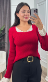 Rosella Dantel Detaylı Fitilli Triko Bluz 20309 STD Rosella Dantel Detaylı Fitilli Triko Bluz 20309 STD
