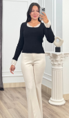 Rosella Dantel Detaylı Fitilli Triko Bluz 20309 STD