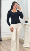 Rosella Dantel Detaylı Fitilli Triko Bluz 20309 STD