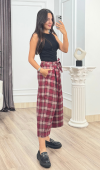 ROVENA – Ekose Desenli Kuşaklı Kısa Pantolon 30435