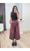 ROVENA – Ekose Desenli Kuşaklı Kısa Pantolon 30435