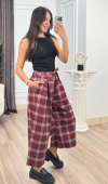 ROVENA – Ekose Desenli Kuşaklı Kısa Pantolon 30435