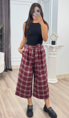 ROVENA – Ekose Desenli Kuşaklı Kısa Pantolon 30435