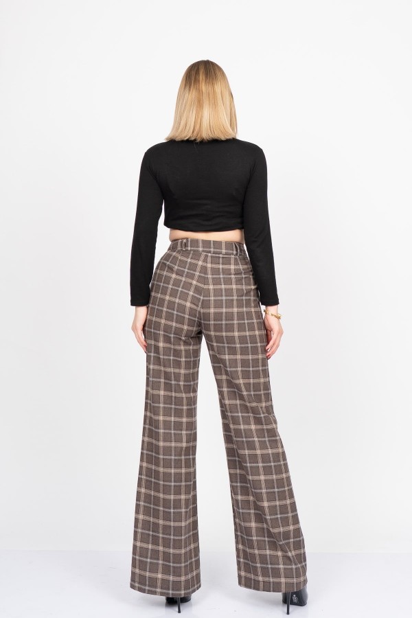 Royal Plaid Palazzo – Premium Ekose Wide Leg Pants 30325