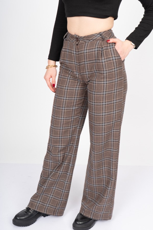 Royal Plaid Palazzo – Premium Ekose Wide Leg Pants 30325