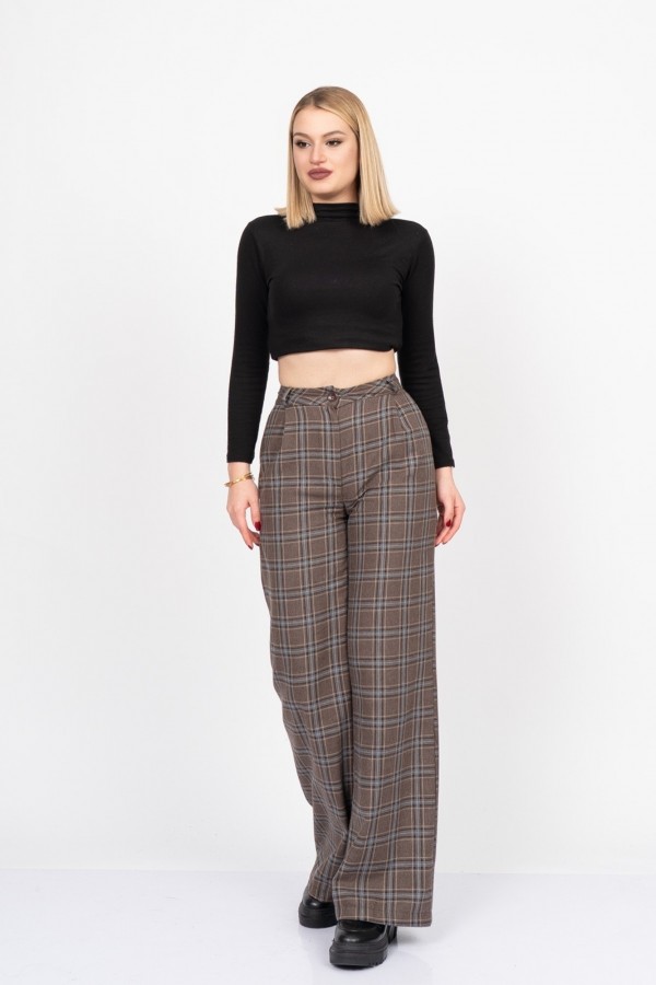 Royal Plaid Palazzo – Premium Ekose Wide Leg Pants 30325