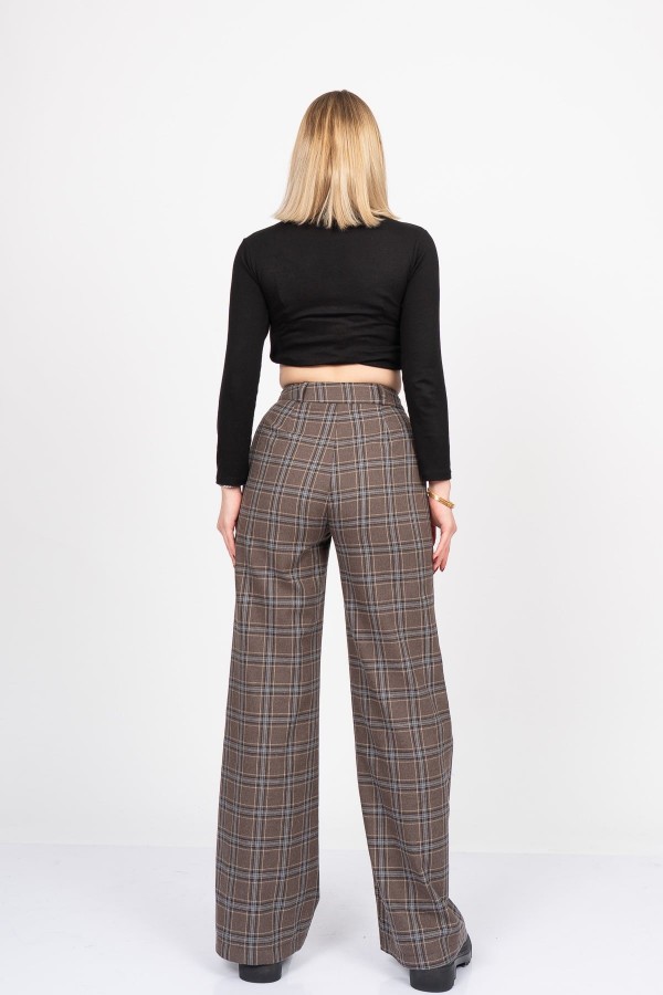 Royal Plaid Palazzo – Premium Ekose Wide Leg Pants 30325