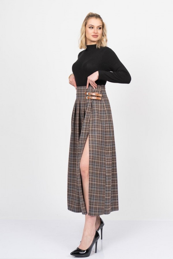 Royal Plaid Slit Skirt – Ekose Premium Maxi Etek 6831
