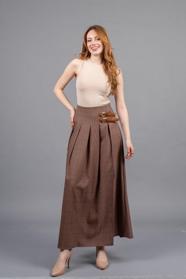 Royal Plaid Slit Skirt – Ekose Premium Maxi Etek 6831 Royal Plaid Slit Skirt – Ekose Premium Maxi Etek 6831