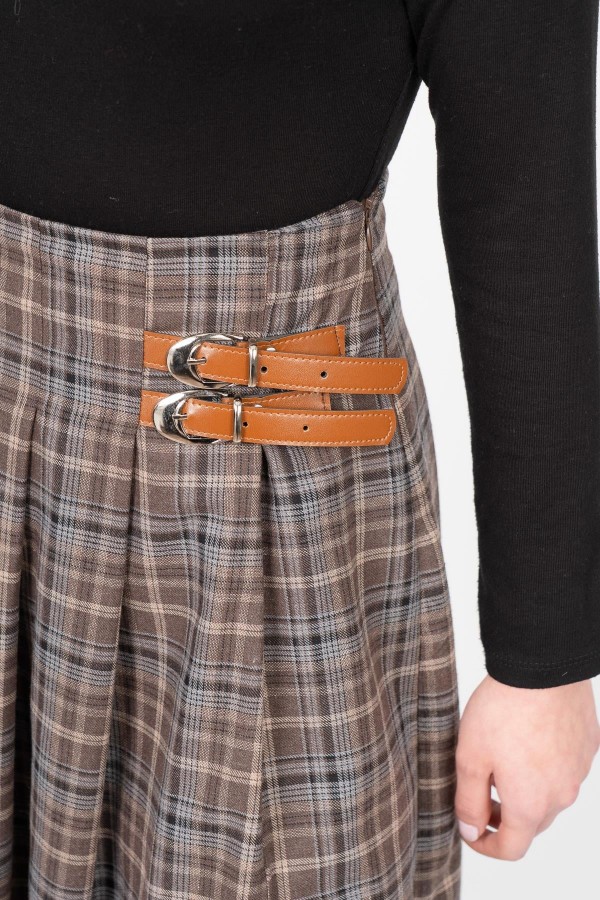 Royal Plaid Slit Skirt – Ekose Premium Maxi Etek 6831