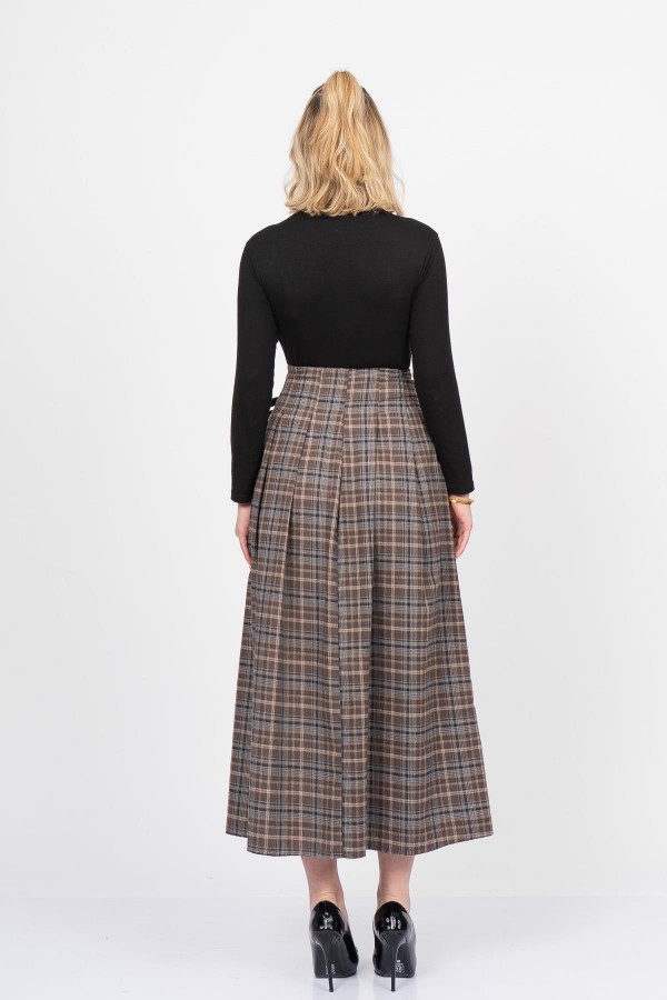 Royal Plaid Slit Skirt – Ekose Premium Maxi Etek 6831