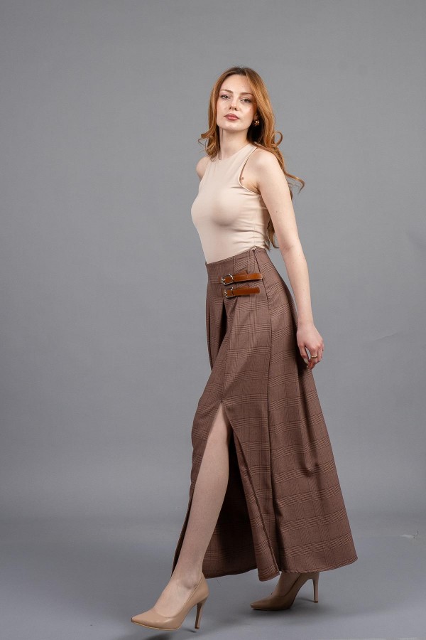 Royal Plaid Slit Skirt – Ekose Premium Maxi Etek 6831 Royal Plaid Slit Skirt – Ekose Premium Maxi Etek 6831