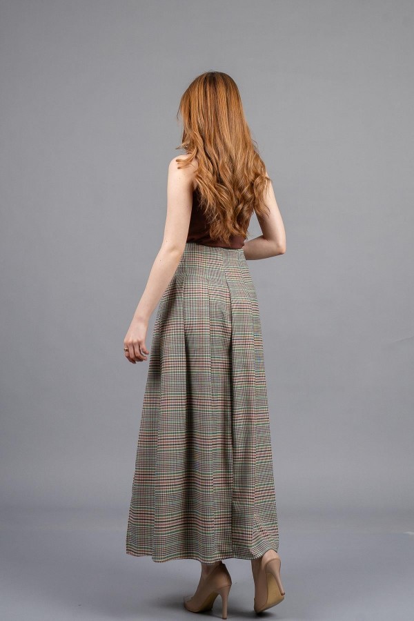 Royal Plaid Slit Skirt – Ekose Premium Maxi Etek 6831