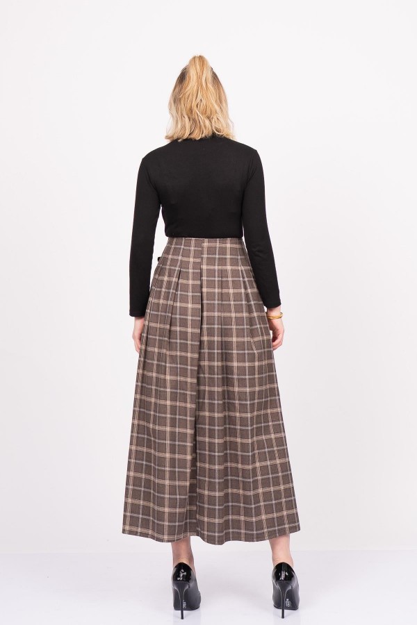 Royal Plaid Slit Skirt – Ekose Premium Maxi Etek 6831