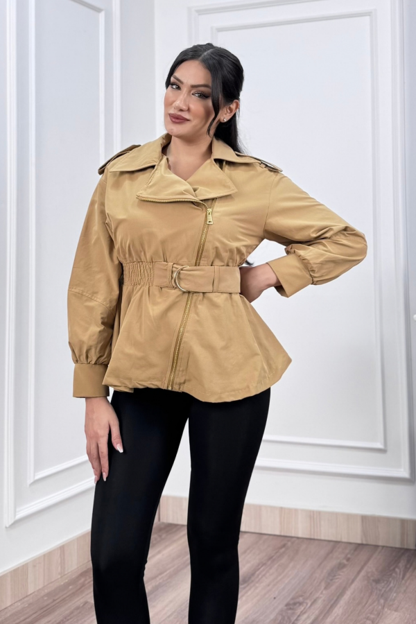 Solene Verev Fermuarlı Kısa Trençkot 8647 Solene Verev Fermuarlı Kısa Trençkot 8647