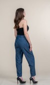 Taş Baskı Yüksek Bel Pileli Cepli Denim Pantolon 30254 Taş Baskı Yüksek Bel Pileli Cepli Denim Pantolon 30254