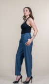 Taş Baskı Yüksek Bel Pileli Cepli Denim Pantolon 30254 Taş Baskı Yüksek Bel Pileli Cepli Denim Pantolon 30254