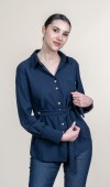 Tencel Beli Kuşaklı Uzun Kollu Trend Gömlek 70062 Tencel Beli Kuşaklı Uzun Kollu Trend Gömlek 70062