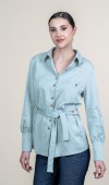 Tencel Beli Kuşaklı Uzun Kollu Trend Gömlek 70062 Tencel Beli Kuşaklı Uzun Kollu Trend Gömlek 70062