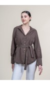 Tencel Beli Kuşaklı Uzun Kollu Trend Gömlek 70062