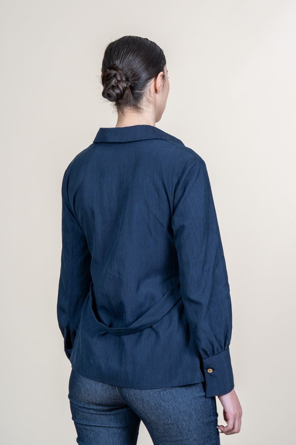 Tencel Beli Kuşaklı Uzun Kollu Trend Gömlek 70062 Tencel Beli Kuşaklı Uzun Kollu Trend Gömlek 70062