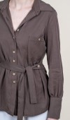 Tencel Beli Kuşaklı Uzun Kollu Trend Gömlek 70062 Tencel Beli Kuşaklı Uzun Kollu Trend Gömlek 70062