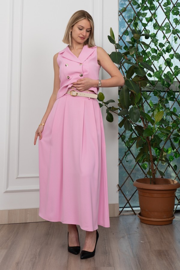 Trend Model İçi Astarlı Düğmeli Yelek & Kemerli Uzun Etek Takım 1205 Trend Model İçi Astarlı Düğmeli Yelek & Kemerli Uzun Etek Takım 1205