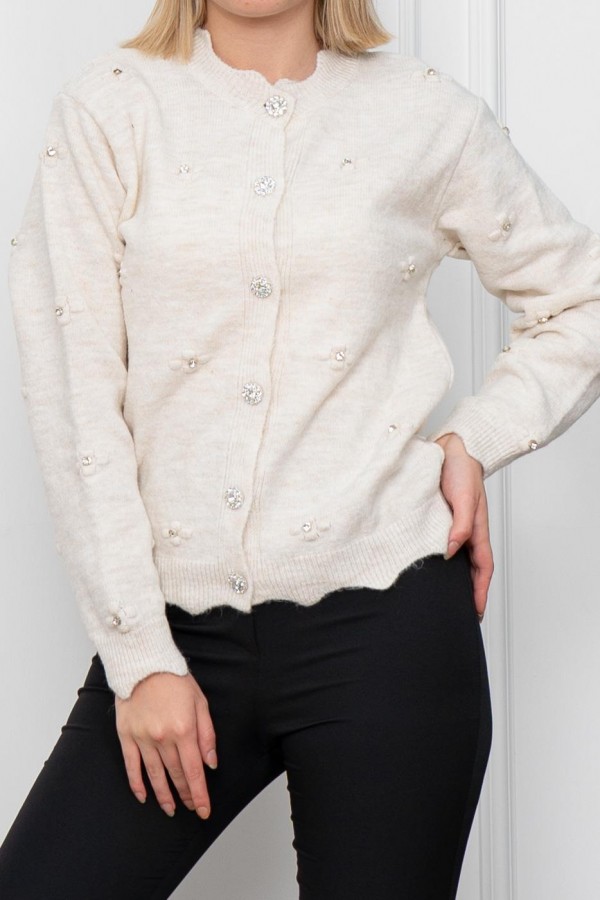 Trend Model Taşlı Yumoş Triko Hırka 25508 STD