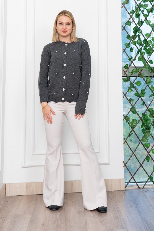 Trend Model Taşlı Yumoş Triko Hırka 25508 STD