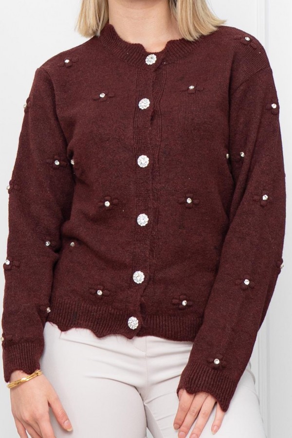 Trend Model Taşlı Yumoş Triko Hırka 25508 STD