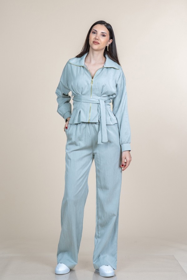 Trend Spor Uzun Kollu Ceket ve Beli Lastikli Pantolon Takım 1305