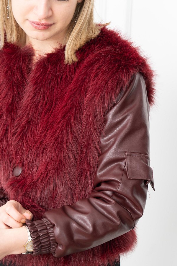 Urban Luxe Deri Kollu Peluş Kaban 2606 Urban Luxe Deri Kollu Peluş Kaban 2606