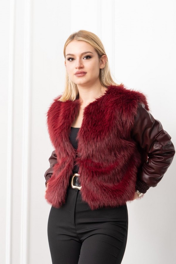 Urban Luxe Deri Kollu Peluş Kaban 2606 Urban Luxe Deri Kollu Peluş Kaban 2606