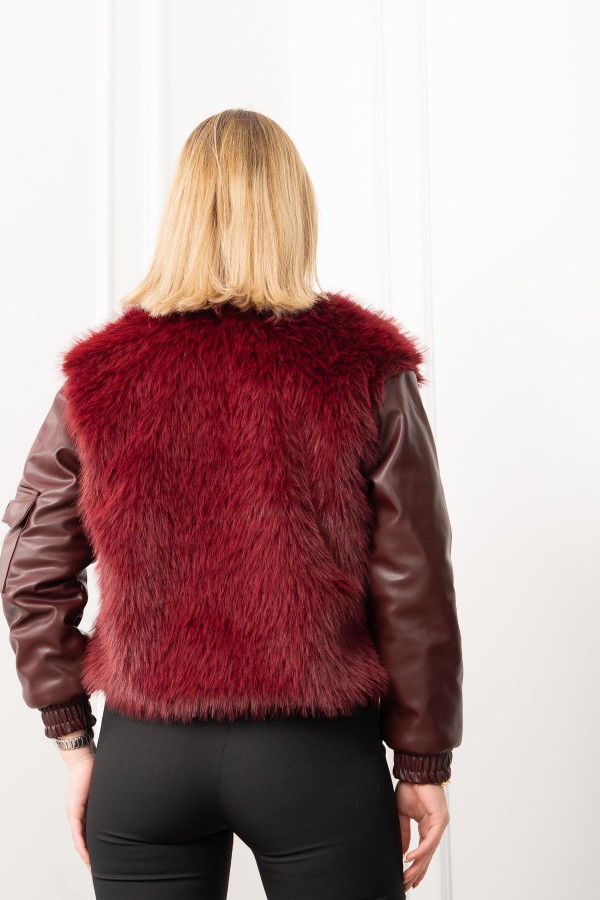 Urban Luxe Deri Kollu Peluş Kaban 2606 Urban Luxe Deri Kollu Peluş Kaban 2606