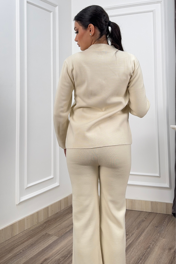 Valeria Gold Düğme Detaylı Fermuarlı Triko Takım P092 STD