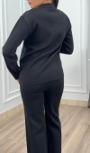 Valeria Gold Düğme Detaylı Fermuarlı Triko Takım P092 STD