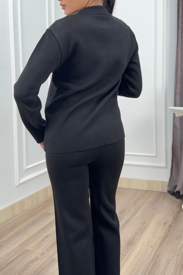 Valeria Gold Düğme Detaylı Fermuarlı Triko Takım P092 STD