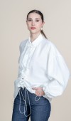Ön VE Kol İp Büzgü Detaylı Oversize Trend Gömlek 70070 STN Ön VE Kol İp Büzgü Detaylı Oversize Trend Gömlek 70070 STN