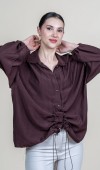 Ön VE Kol İp Büzgü Detaylı Oversize Trend Gömlek 70070 STN Ön VE Kol İp Büzgü Detaylı Oversize Trend Gömlek 70070 STN