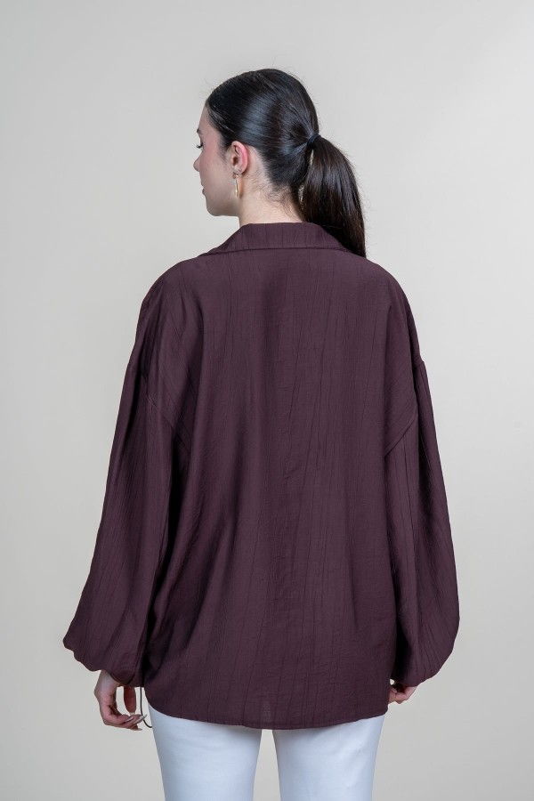 Ön VE Kol İp Büzgü Detaylı Oversize Trend Gömlek 70070 STN Ön VE Kol İp Büzgü Detaylı Oversize Trend Gömlek 70070 STN