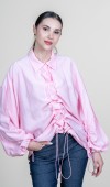 Ön VE Kol İp Büzgü Detaylı Oversize Trend Gömlek 70070 STN Ön VE Kol İp Büzgü Detaylı Oversize Trend Gömlek 70070 STN